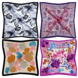 QBSM 4 Pcs 35'' Satin Head Scarf Silk Feeling Neck Scarves Hair Wrap for Sleeping Large Square Headscarf for Women