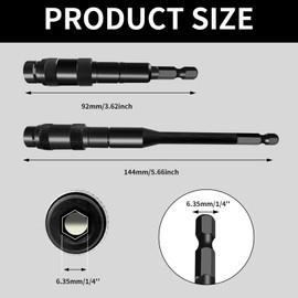 SyiXute 2 Pcs Magnetic Drill Bit Holders,1/4" Hex Pivoting Bit Holder,92mm & 144mm Quick Release Flexible Screw Drill Tips Holder Extender for Narrow Spaces or Corners