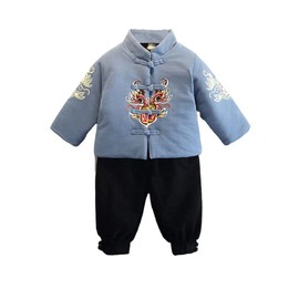 Mud Kingdom Trajes de forro polar para niños pequeños, estilo tradicional, Azul Traditinal, 12 meses