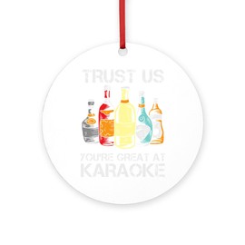 CafePress Karaoke Singer Bar Alk Bottle Singi Round 4" MDF Holiday Ornament