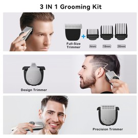 Secura Brands Hair Trimmer for Men, Cordless Hair and Beard Trimmer with Adjustable Precision Dial, Professional Hair Clippers for Barbers and Stylists, 3-in-1 Waterproof Mens Grooming Kit