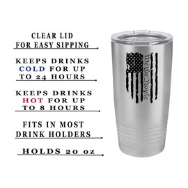 Rogue River Tactical Subdued Black US Constitution Tattered We The People Flag 20 Oz. Travel Tumbler Mug Cup w/Lid Vacuum Insulated Hot or Cold Military Vet Gift