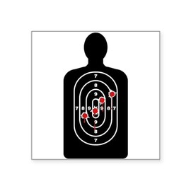 CafePress Human Shape Target with Bullet Holes Sticker Square Bumper Sticker Car Decal