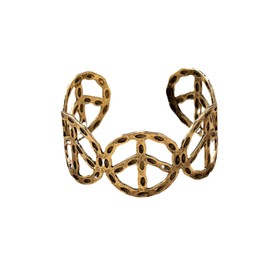 Yecomsy Chunky Gold Cuff Bracelets Wide Cuff Bangle Bracelet Flower Butterfly Leaf Peace Sign Star Open Chunky Cuff Bracelet Wrist Cuff Wrap Bracelet-Peace Sign