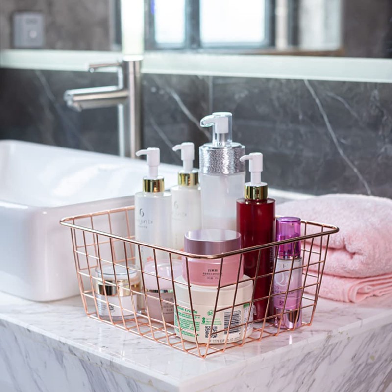 Wire Storage Basket, Organize Living Room Kitchen Bathroom Storage Basket