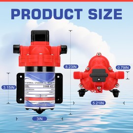 2088-422-144 RV Pump,12V 3.3GPM Diaphragm Water Pump, 45Psi 1/2MNPT Connection, Great for RV or Any Other Water Delivery Purpose
