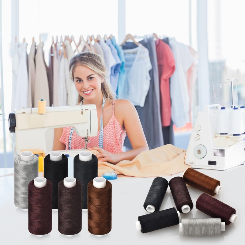 6 Pcs Polyester Thread Kit - 400 Yards Each Spool,