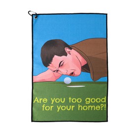 ZEETY Funny Golf Towel – 16" x 24" Premium Microfiber with Clip Holder for Golf Bags – Golf Accessories & Gifts for Men and Women (GO Home, Ball)