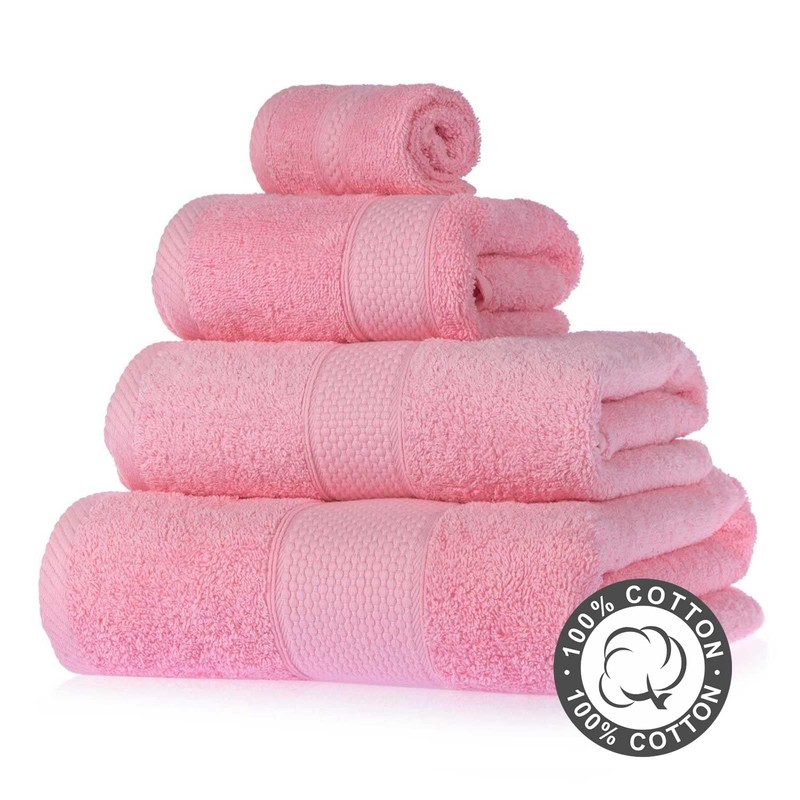HOMESCAPES Pink Turkish Cotton Bath Towel Super Soft Thick &
