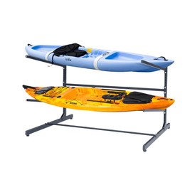 KAXIWEI Kayak Storage Rack, SUP Outdoor Storage Rack - Heavy Duty Adjustable Weatherproof Freestanding Rack for Garage, Perfect Storage Solution for Kayaks, Canoes, Surfboards & Paddleboards- 2 Levels