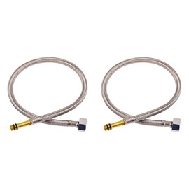 Skweawert 24 In Faucet Supply Lines, 1/4 Female Compression Thread x M10 Male Connector, Braided Stainless Steel Faucet Hose for Kitchen Sink Toilet（2Pack)