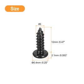 sourcing map #6 x 1/2" Phillips Pan Head Self-tapping Screw, 50pcs - 304 Stainless Steel Round Head Wood Screw Full Thread (Black)