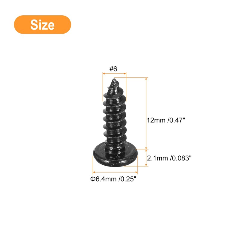 sourcing map #6 x 1/2" Phillips Pan Head Self-tapping Screw,