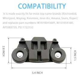 UPGRADED W10195416 (4-Pack) Lower Dishrack Wheel Assembly for Kitchenaid Whirlpool Maytag Kenmore Dishwasher