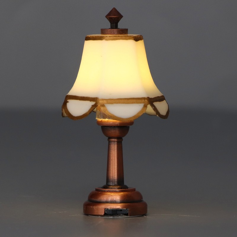 Miniature Lamp 1/12 Scale White 6cm Overall Height Battery Operated