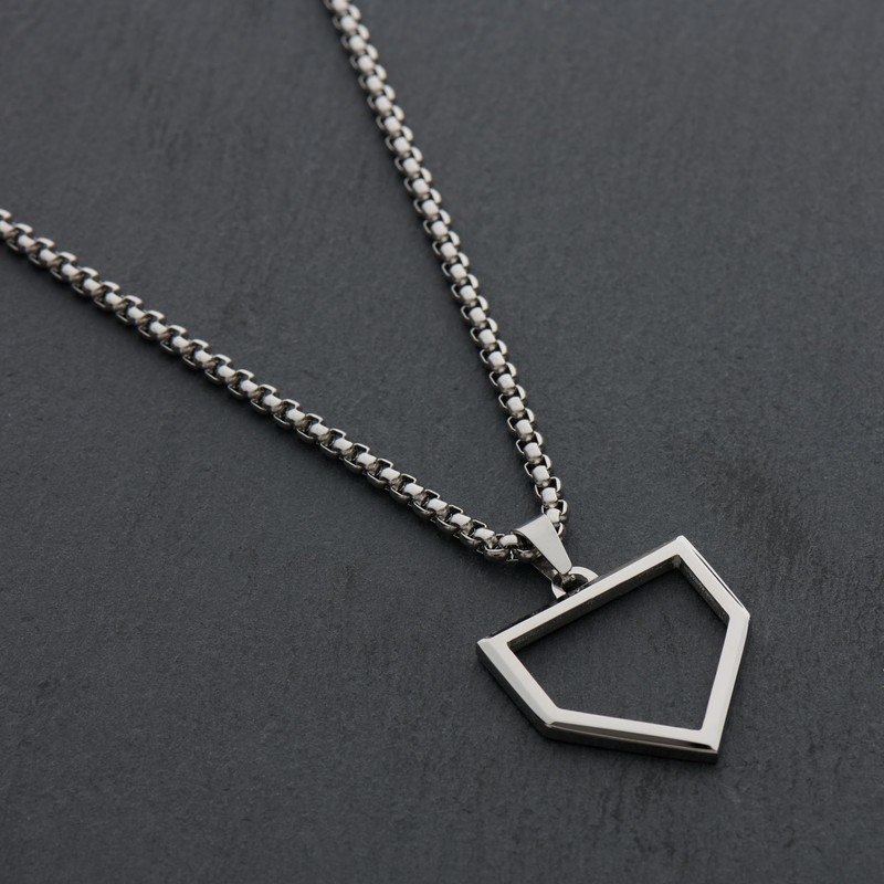 FlowX Jewelry Home Plate Pendant Necklace - Baseball Chain (24",