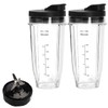 Blender Replacement Parts, 2pcs 24oz Cups with to-Go Lids and