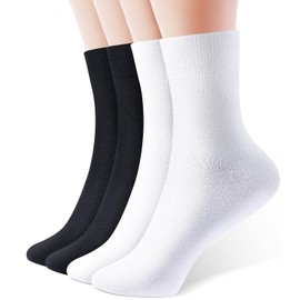 IDEGG Women's Crew Socks Soft Cotton Athletic Running Casual Dress Socks Above Ankle Crew Socks (US, Numeric, 5, 8.5, Regular, Regular, 4, D_4 Pairs(2 Black,2 White))