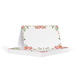 Name place cards | white folded table name cards for party reception birthday 50 pieces | name cards for table setting | wedding name cards | (Pink floral)