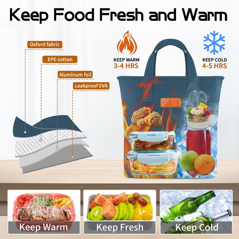 KUBYA Lunch Box Lunch Bag for Women Adult Men Insulated