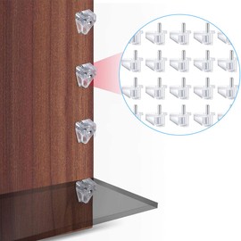 Parthan 5mm Shelf Support Pegs, 20 Pcs Locking Pins Shelf Pegs, Clear Plastic Holder for Cabinet, Furniture & Book Shelves, Replacement Shelf Pins, Heavy Duty Shelf Support Studs Pegs