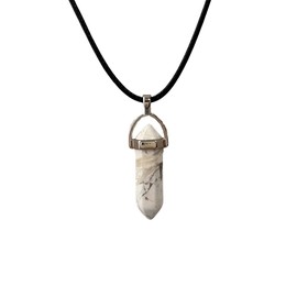 VIE VIE Double Point Pencil Pendant, Black String (Howlite)