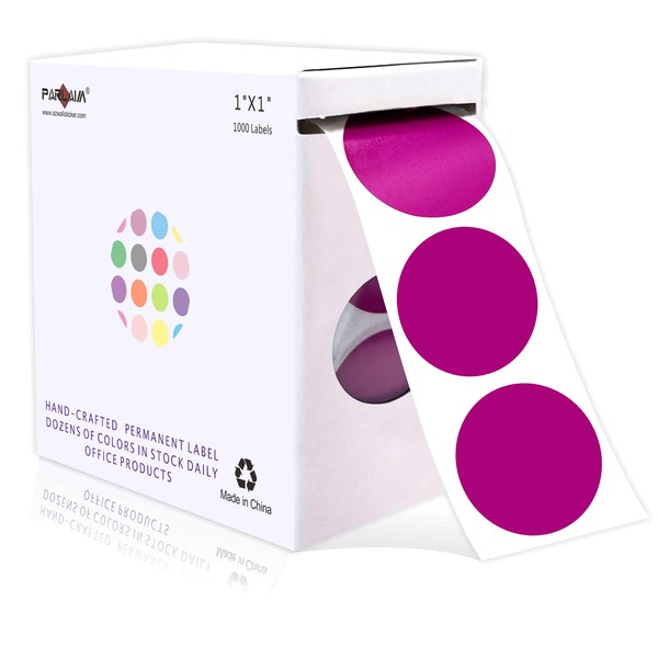 PARLAIM 1 Inch Round Permanent Adhesive Color-Code Dot Stickers,1000 per