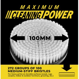 VViViD Power Drill Brush Attachment + Backing Plate, 4” inch / 100mm Diameter Surface Area, Medium-Stiffness Bristles