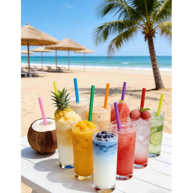Xyedyaup 100pcs Colourful Straws Long 210 Mm X 6 Mm