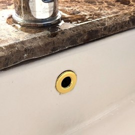 Brass Washbasin Overflow Cap Hole Plug Gold 3ea