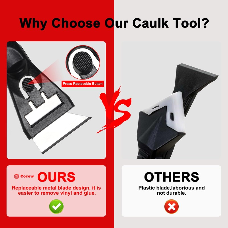 Silicone Caulking Tool Kit, Caulk Remover Tool, Putty Knife Scraper,