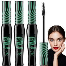 3pcs(Green) False Lash Effect Mascara Set,Primer Waterproof Mascara,Tubing Mas/cara,Volume Effect False Eyelashes Masc/ara,Extra Long Fiber Mas/cara,Long Lasting 4D Silk Fiber Ma/scara Black Volume