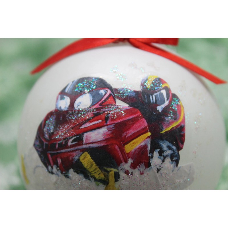 Handmade M003 Hand-made Christmas Ornament - snow SNOWMOBILE snowmobiling sled