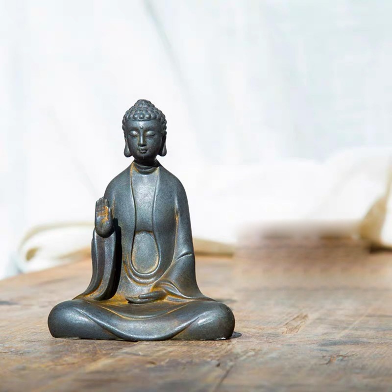 Daisylily Faceless Buddha Statue - Solid Cast Iron Buddha Figurine,
