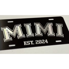 Diamond Etched Products Custom Mimi Est Date Car Tag Diamond Etched Aluminum Metal License Plate Gift