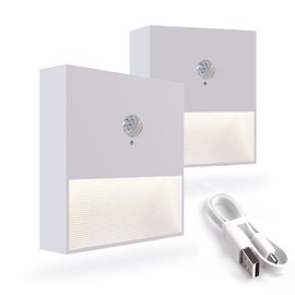 ACMHNC Nachtlicht mit Bewegungsmelder, 2 Stück LED Nachtlicht Akku USB Aufladbar Treppenlicht mit Bewegungsmelder, Motion Sensor Light, 3000k Warmweiß Nachtlampe für Flur, Treppen, Schlafzimmer