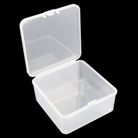Goodma 17 Pieces Square Empty Mini Clear Plastic Organizer Storage Box Containers with Hinged Lids for Small Items and Other Craft Projects (75 x 75 x 35 mm)
