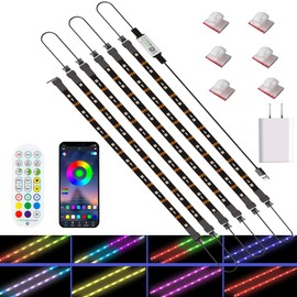 WUYXPG Under Cabinet Lighting Kit,6 PCS 12 Inches led Strips with Remote Control & APP Dimmable,with Plug Adapter provided,Suitable for Counters, Kitchen Cabinets,Closets,Under Shelf（6-Strip）