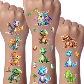 Dinosaur Glitter Tattoo Set, 12 Sheets Dino Temporary Glitter Tattoo, Dinosaur Gift, Dino Birthday Decoration Party, Party Bag Birthday