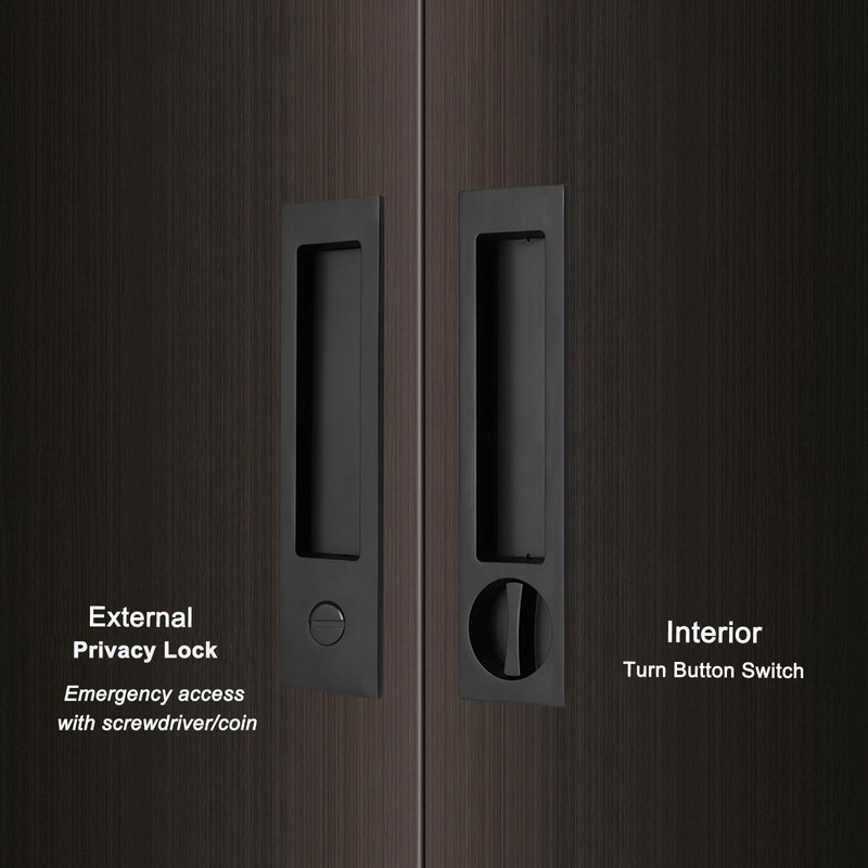 Dontay Pocket Door Handle, Modern Rectangular Keyed Entry Function, (Bed/Bath)