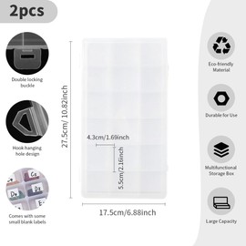 Craft Box 18 Grids Storage Box With Compartments - Screw and Diamond Art Organiser, Bead Earring and Washi Tape Storage, Jewellery Organiser Box