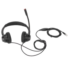 RJ9 Phone Headset Built in HD Microphone Binaural Office Headset Support Speaker Volume Adjustment Black