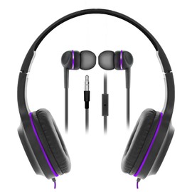 Sentry BLWHC103 Overhead & Buds 2PACK Wireless Black/Purple