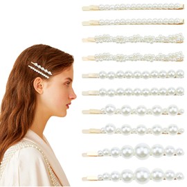 10 Pcs Pearl Hair Clips, Decorative Hairpins Fashion Hair Accessories for Girls Barrettes for Styling, Party, Birthday, Bridal Hair Grips for Women
