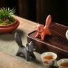 Heart Tong Ceramic Fox Ornaments, Fox Figure, Decorative Desktop Ornament