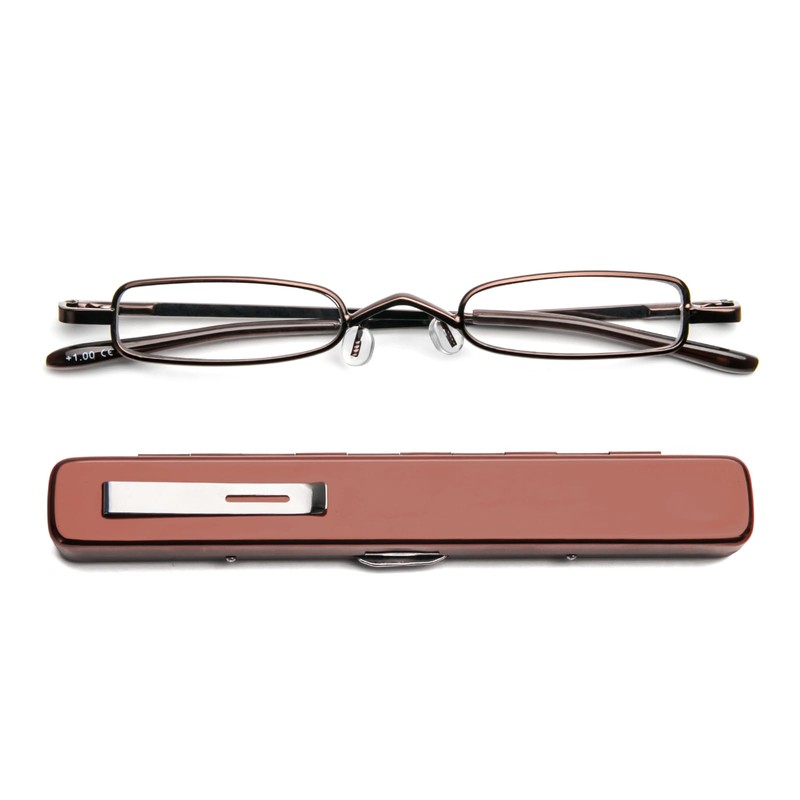 [REAVEE] 老眼鏡 ミニサイズフレーム メタル コンパクト ポケットに収納 軽量 男女兼用 おしゃれ ケース付き