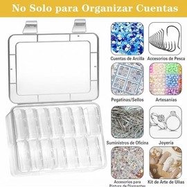 Timotech Set 15 Cajas Organizadoras de Plástico, Incluye 1 Estuche Grande y 14 Contenedores Individuales con Tapa, Caja de Almacenamiento de Plástico 