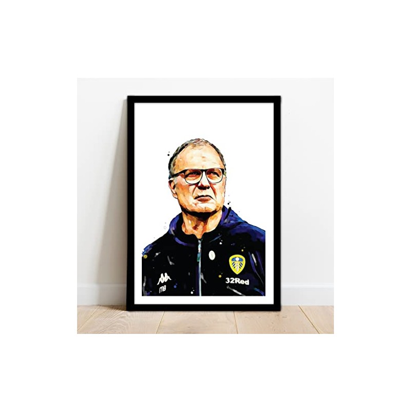 LEEDS United - Marcelo BIELSA Framed Illustration Print Poster