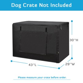 HONEST OUTFITTERS Dog Crate Cover 42 Inch Dog Kennel Cover for Large Dog, Heavy Duty Oxford Fabric,with Double Door, Pockets and Mesh Window (43L x 29W x 30H,Black)
