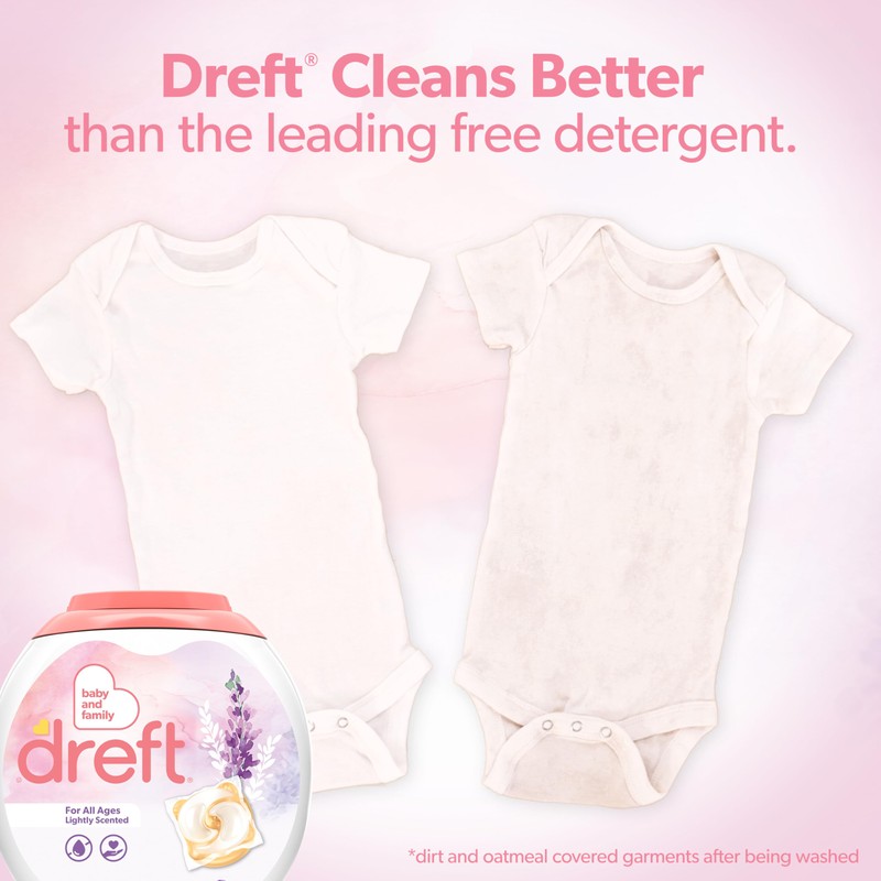 Dreft Laundry Detergent Pacs, Lightly Scented, Lavender, HE Compatible, For